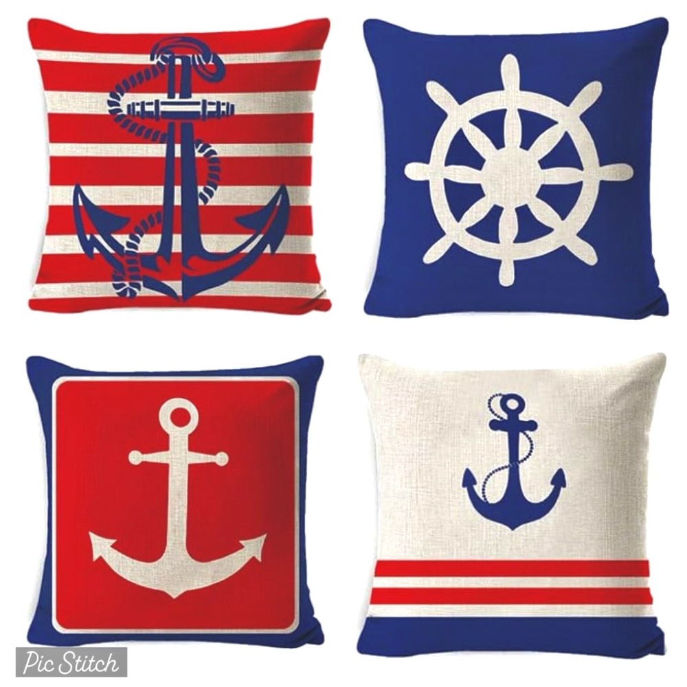NEW 4 Nautical Sailing Pillow Covers